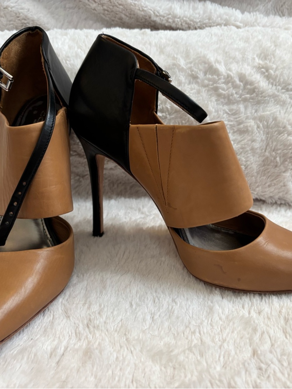 Coach Women's Two-Tone Tan and Black High Heel Mary Jane Pumps
